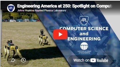 A screenshot of the Engineering America at 250 youtube video opening scene with red play button in the middle